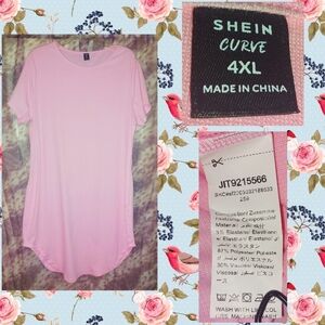 Shein Curve Soft Pink S/S Soft Knit Finely Ribbed T-Shirt Dress Jrs Plus Sz 4XL